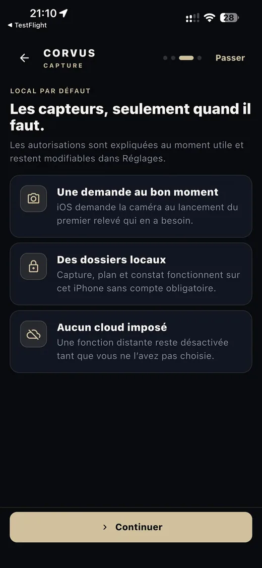 Écran CORVUS Capture — Les capteurs, seulement quand il faut.